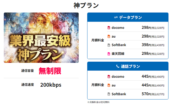 ロケットモバイルの神プラン