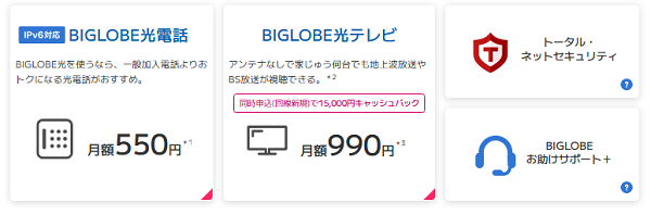 BIGLOBE光のオプション