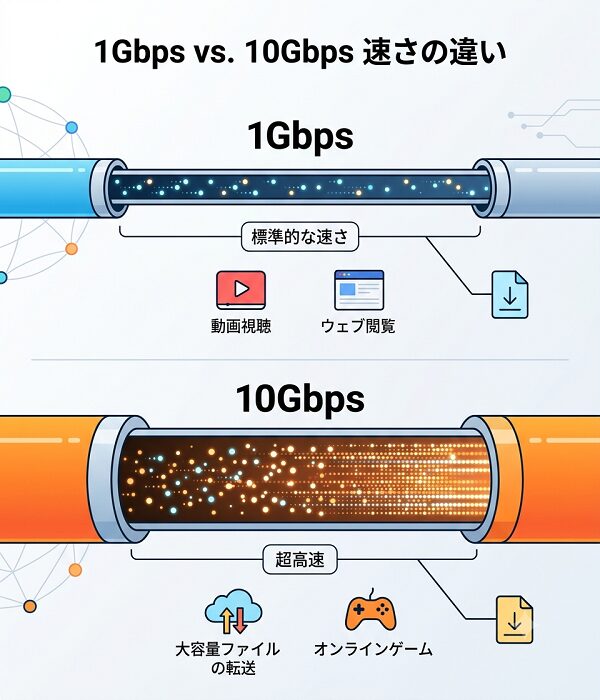 1Gbpsと10Gbpsの違い