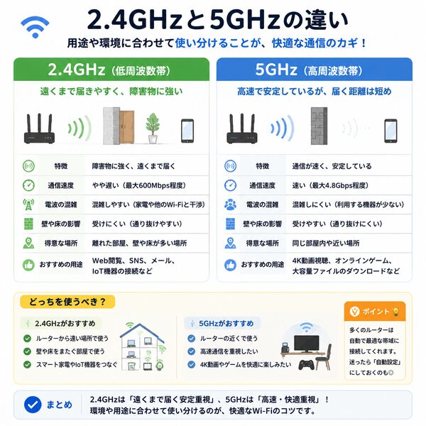 2.4GHzと5GHzの違い