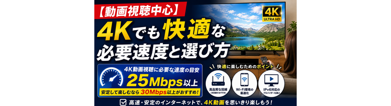 【動画視聴中心】4Kでも快適な必要速度と選び方