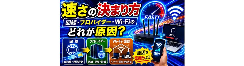速さの決まり方｜回線・プロバイダー・Wi-Fiのどれが原因？