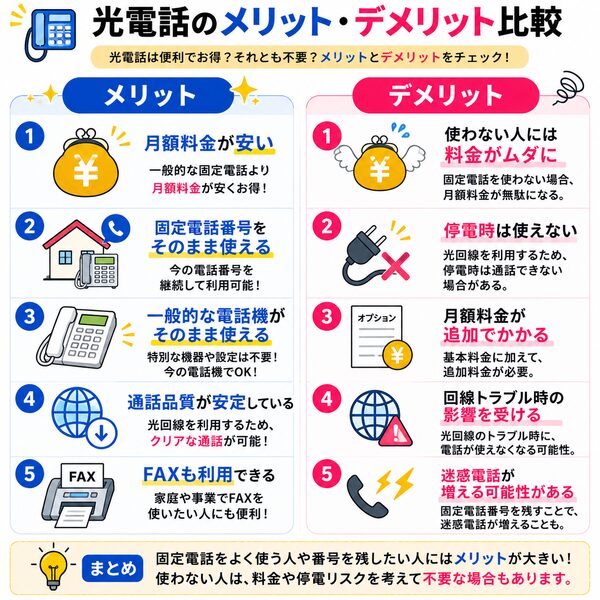 光電話のメリット・デメリット比較