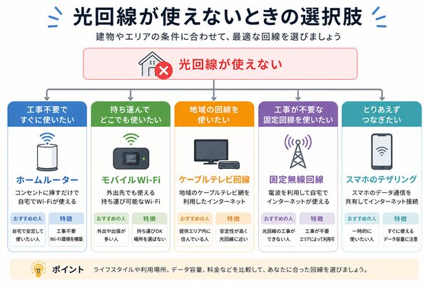 光回線が使えないときの選択肢