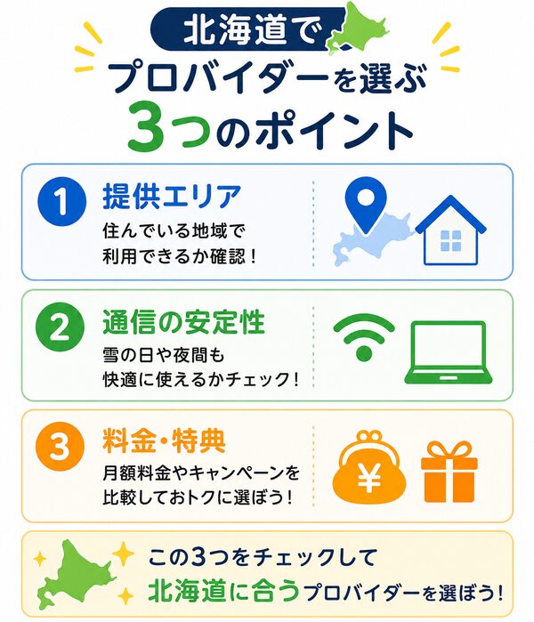 北海道でプロバイダーを選ぶ3つのポイント