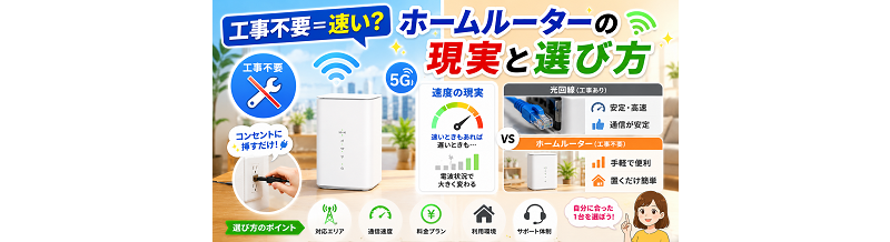 工事不要＝速い？ホームルーターの現実と選び方