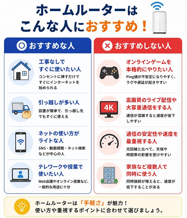 ホームルーターはこんな人におすすめ