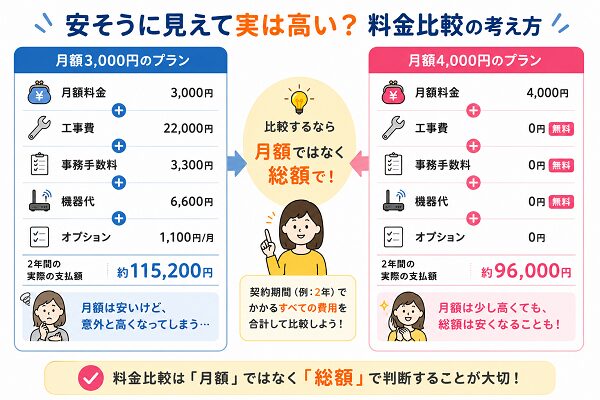 安そうに見えて実は高い?料金比較の考え方