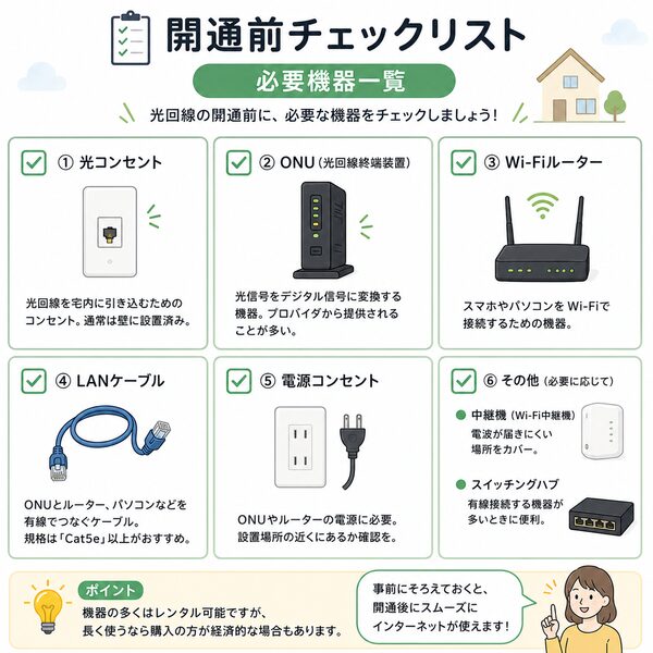 開通前チェックリスト（必要機器一覧）