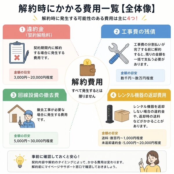解約時にかかる費用一覧【全体像】