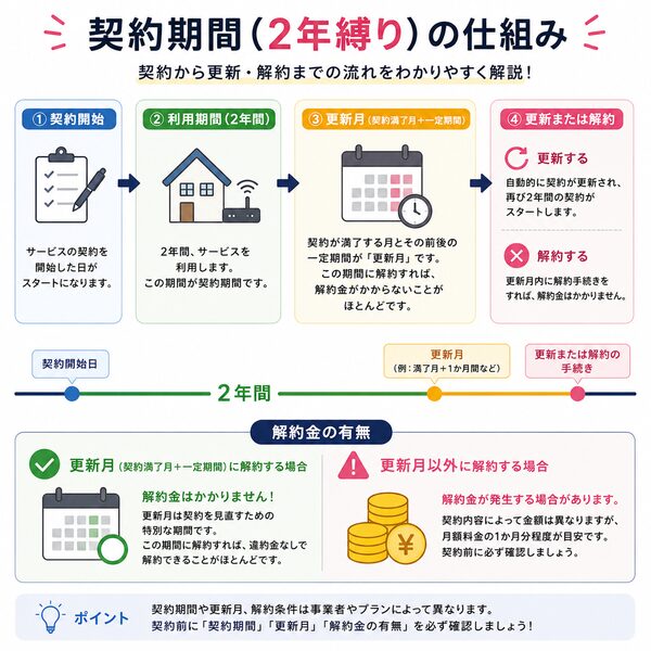 契約期間（2年縛り）の仕組み