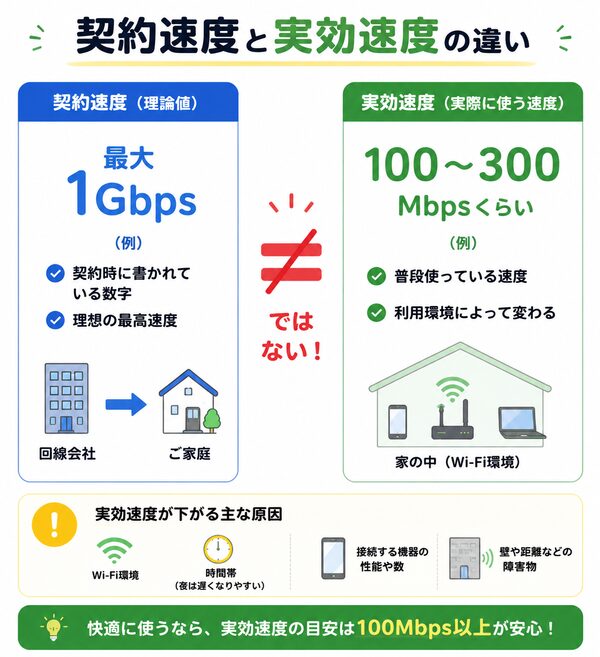 契約速度と実効速度の違い