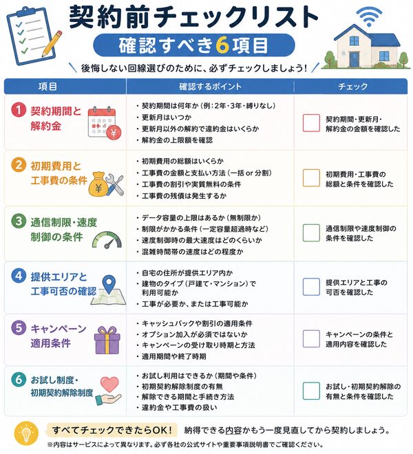 契約前チェックリスト【確認すべき6項目】