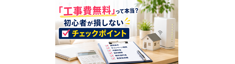 「工事費無料」って本当？初心者が損しないチェックポイント