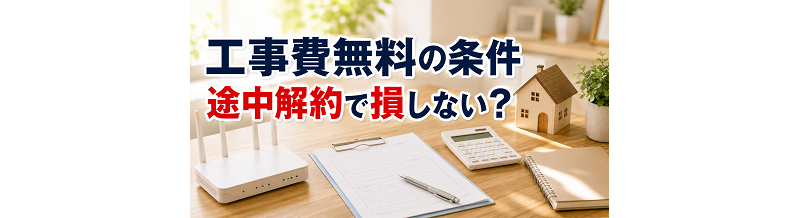 工事費無料の条件｜途中解約で損しない？