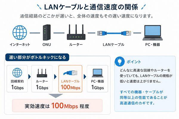 LANケーブルと通信速度の関係