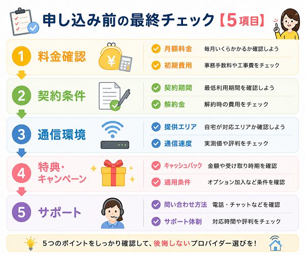 申し込み前の最終チェック【5項目】