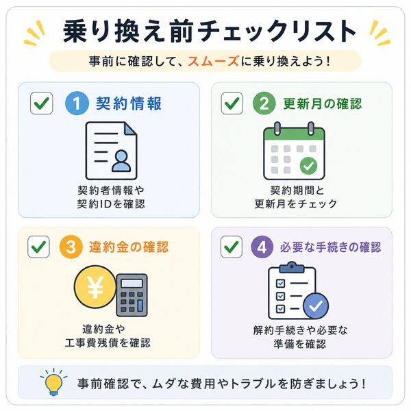 乗り換え前チェックリスト