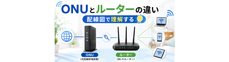 ONUとルーターの違い｜配線図で理解する
