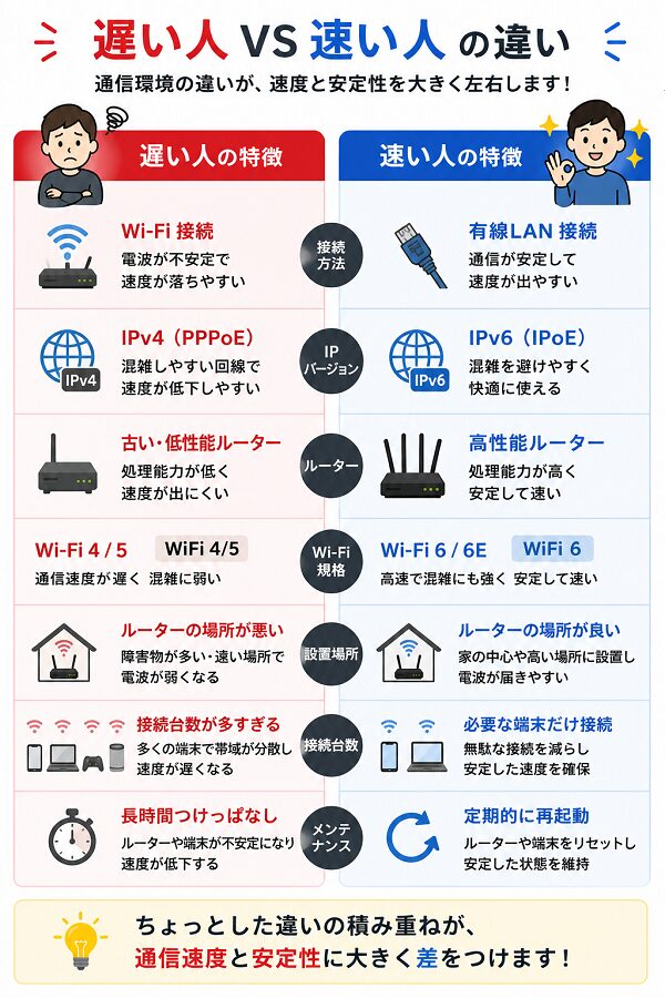 遅い人 vs 速い人の比較