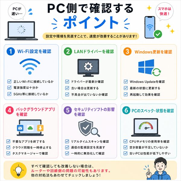 PC側で確認するポイント
