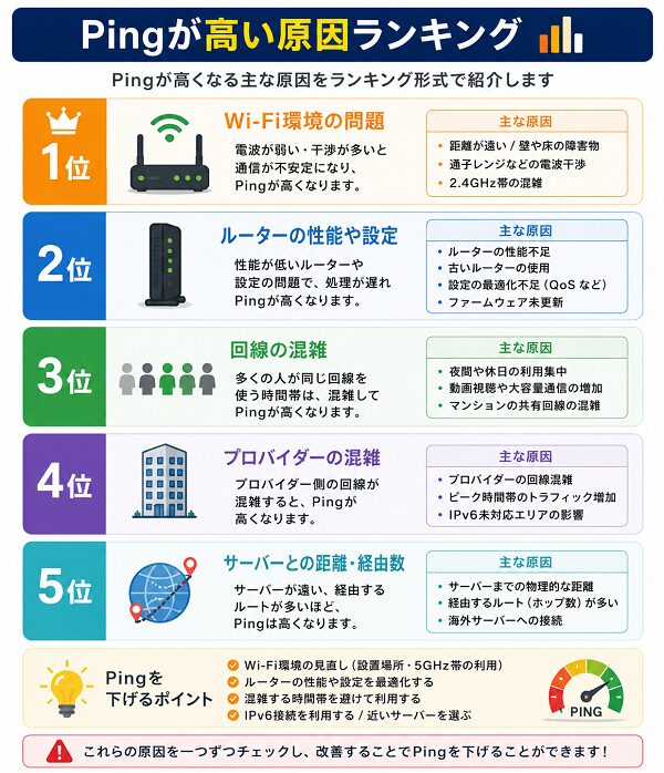 Pingが高い原因ランキング