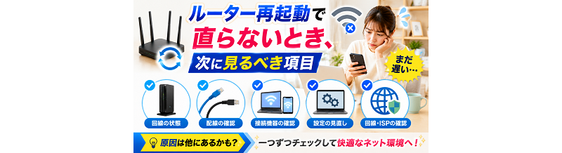 ルーター再起動で直らないとき｜次に見るべき項目