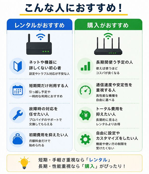 ルーターのレンタル。購入のおすすめ