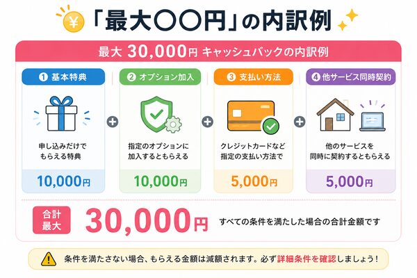 「最大○円」の内訳例