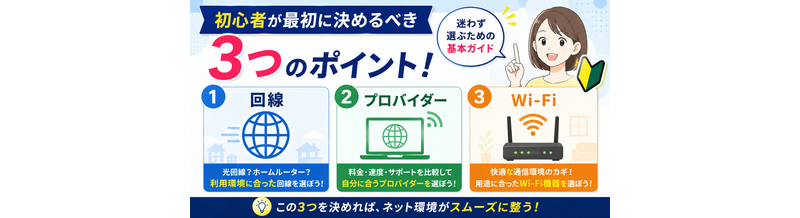 初心者が最初に決めるべき3つ｜回線・プロバイダー・Wi-Fi