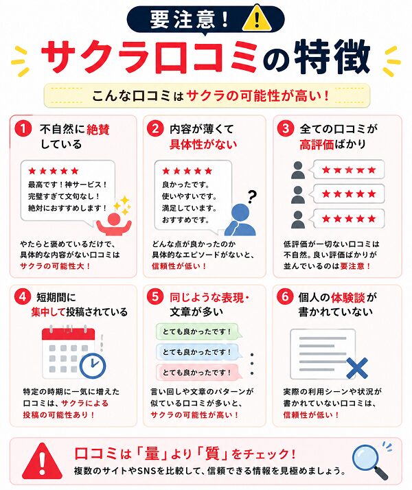 サクラ口コミの特徴