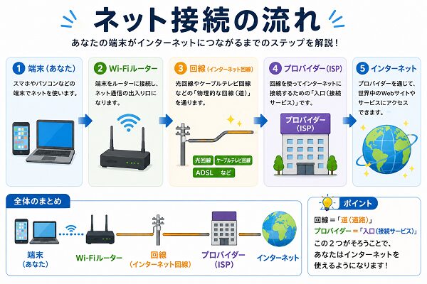 ネット接続の流れ図