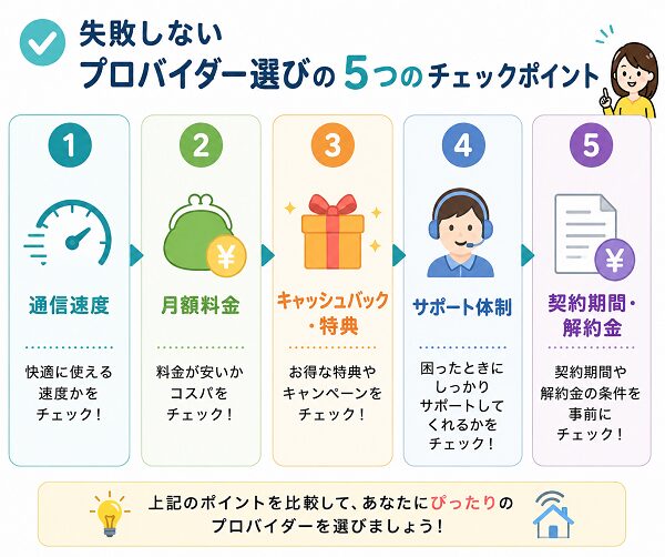 失敗しないプロバイダー選びの5つのチェックポイント