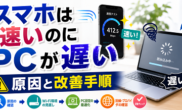 スマホは速いのにPCが遅い｜原因と改善手順
