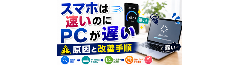 スマホは速いのにPCが遅い｜原因と改善手順