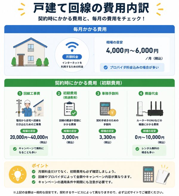 戸建て回線の費用内訳
