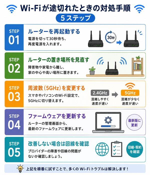 Wi-Fiが途切れたときの対処手順（5ステップ）