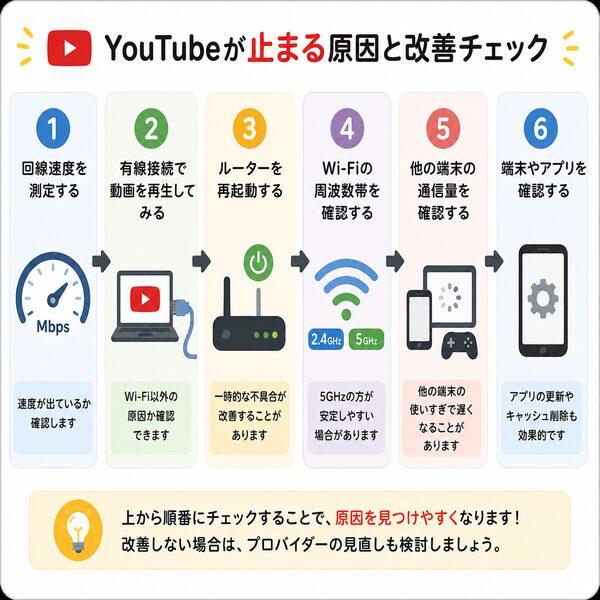 YouTubeが止まる原因と改善チェック
