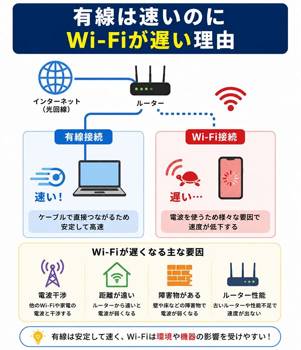 有線は速いのにWi-Fiが遅い理由