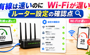 有線は速いのにWi-Fiが遅い｜ルーター設定の確認点