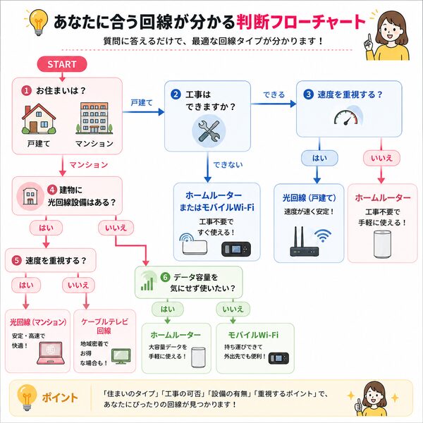 あなたに合う回線が分かる判断フローチャート