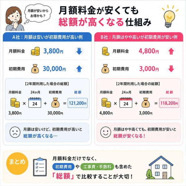 月額料金が安くても総額が高くなる仕組み