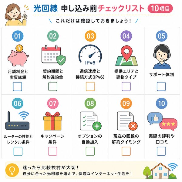 光回線申し込み前チェックリスト10項目