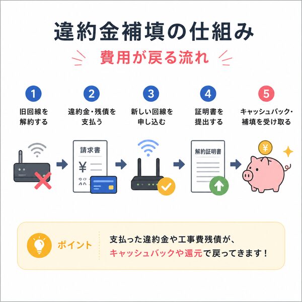 違約金補填の仕組み(費用が戻る流れ)