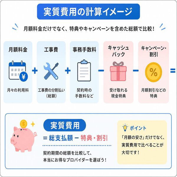 「実質費用」の計算イメージ図