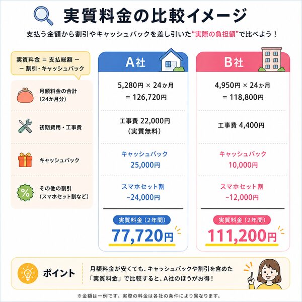 実質料金の比較イメージ