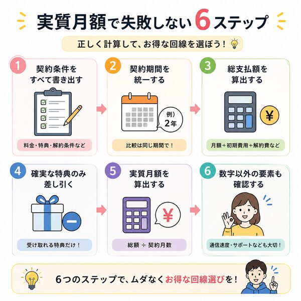実質月額で失敗しない6ステップ