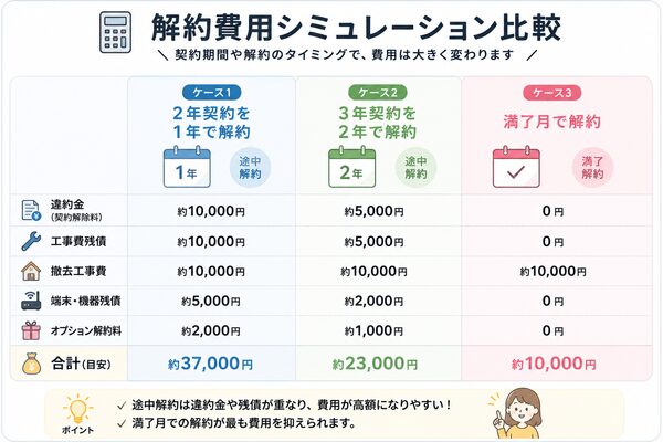 解約費用シミュレーション比較図