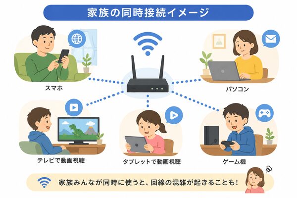 家族の同時接続イメージ図