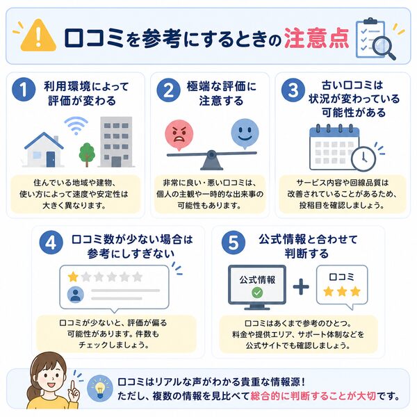 口コミを参考にするときの注意点